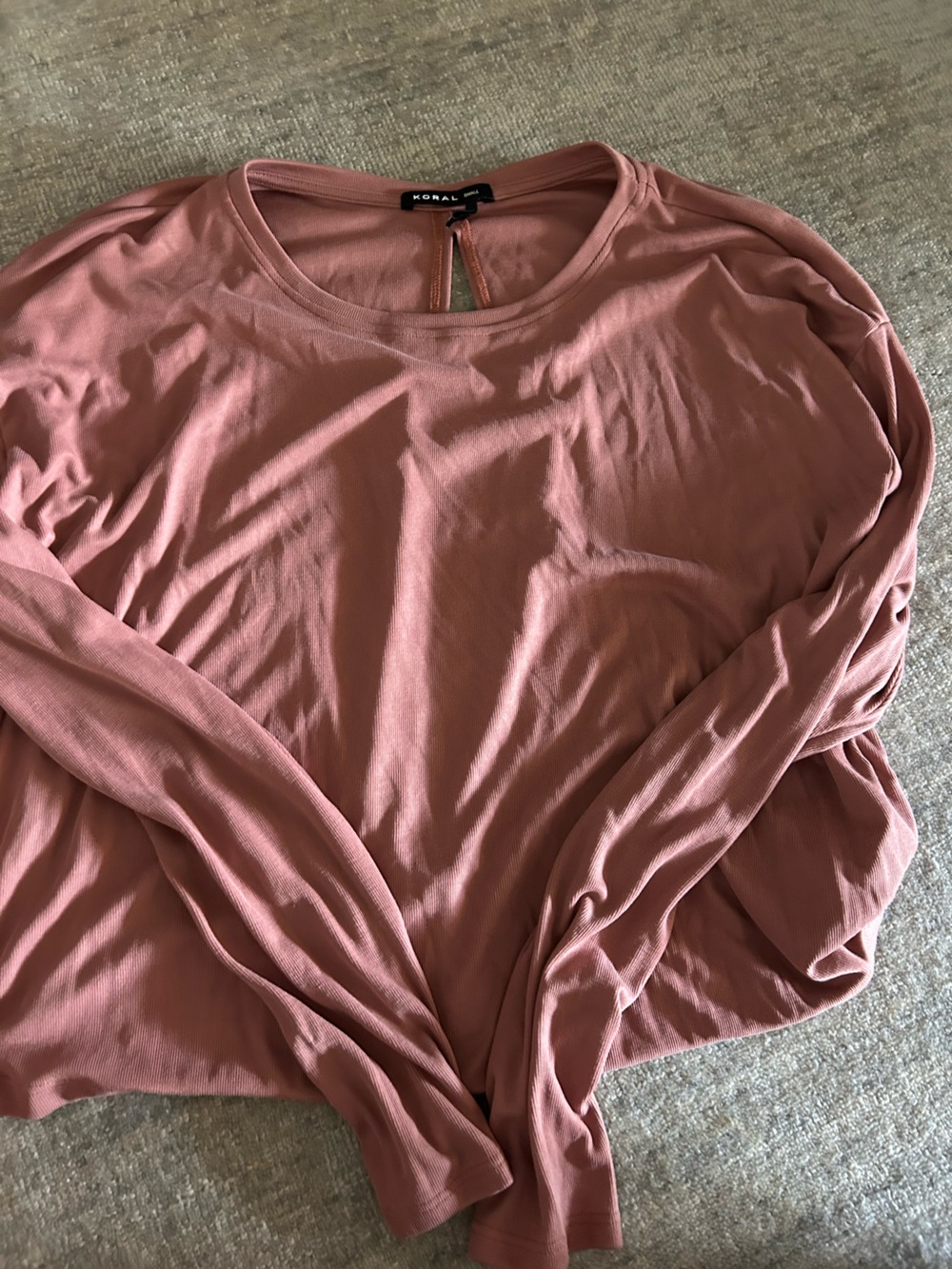 Koral Long Sleeve Ribbed Scoop Neck Top - Mauve Pink - ACCEPTING OFFERS